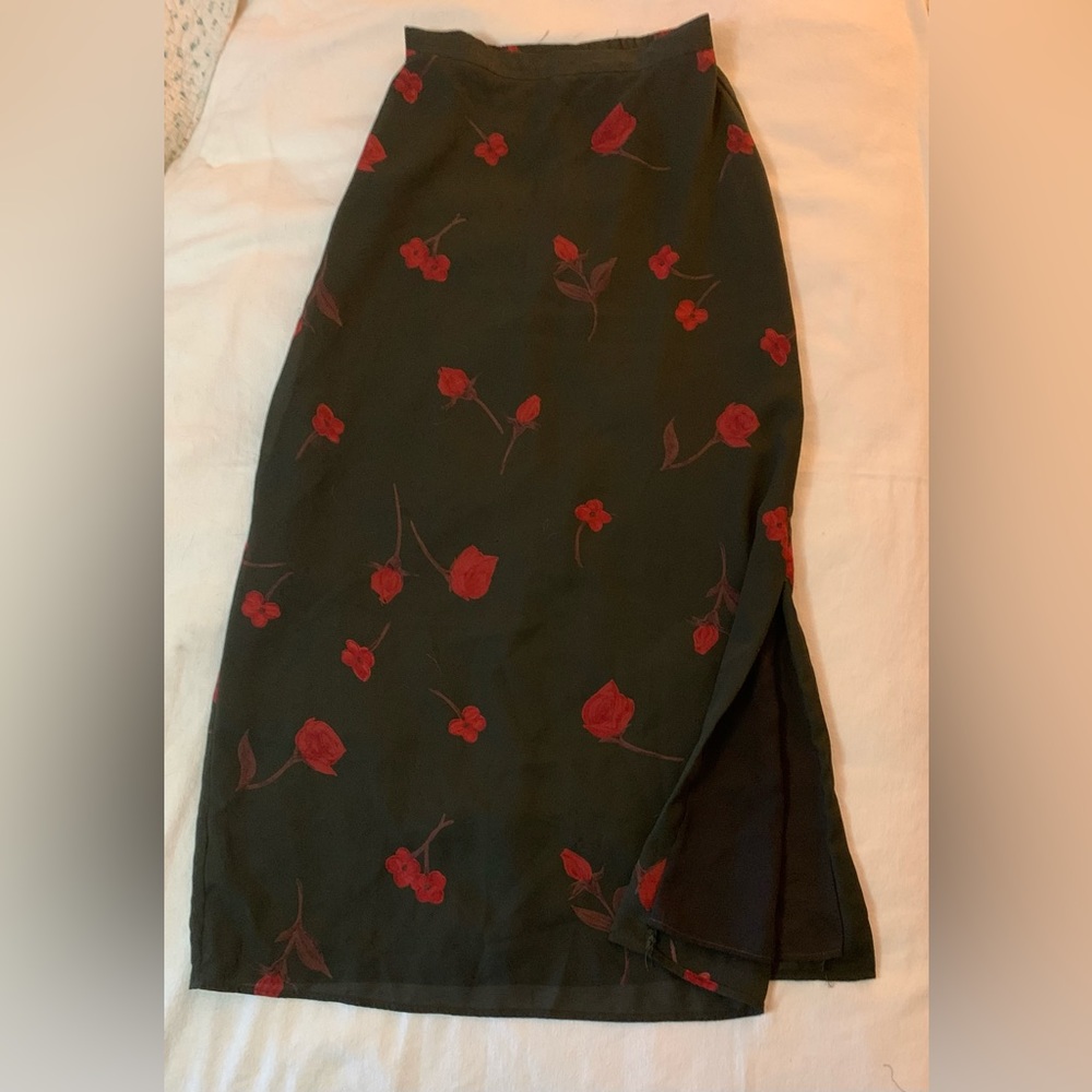 Black skirt with roses on it